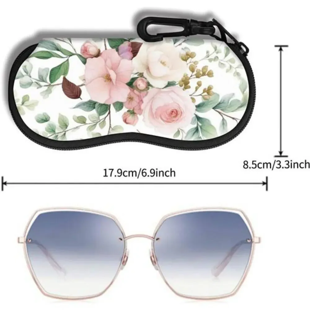 Sunglasses Soft Floral Case Ultra Light Neoprene Zipper Eyeglass Case With Belt